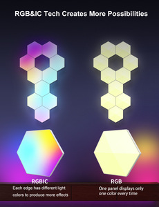 Panel de Luz LED Hexagonal <span class=keywords><strong>RGB</strong></span>, Sincronización con Música, Control por Aplicación Inteligente, Luz de Pared Modular Quantum <span class=keywords><strong>para</strong></span> Sala de Juegos, Dormitorio, Decoración del Hogar - Product Image 4