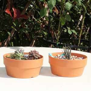 Vaso per Fiori in Plastica per Interni ed Esterni, Vaso in Ceramica Semplice per Piante Grasse, Imitazione Argilla, Ciotola Rotonda in Plastica Spessa - Product Image 4