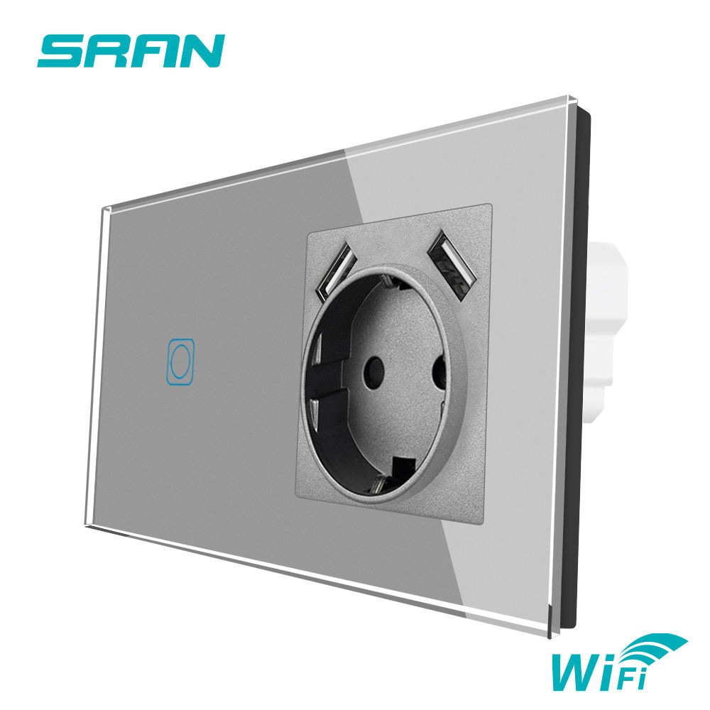 1 Gang Wifi + Socket With Usb Grey