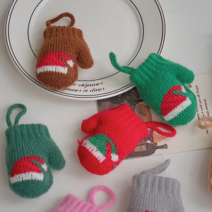 Mini gants en tricot de noël mitaine miniature tricot <span class=keywords><strong>mitaines</strong></span> de père noël ornements d'arbre pour bricolage poupée artisanat - Product Image 3