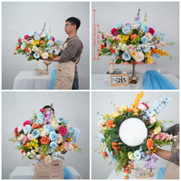 Nouvelles fleurs artificielles les plus vendues, fleurs artificielles en soie, boule de fleurs artificielles, centre de table bleu marine, décoration de mariage, boules de fleurs pour la maison