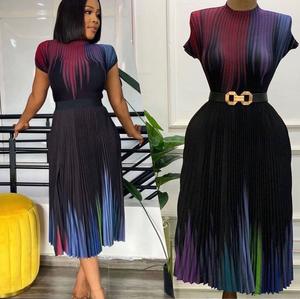 2022 yaz yeni baskılı taneler yuvarlak yaka üst yüksek bel etek moda rahat etek seti - Product Image 4