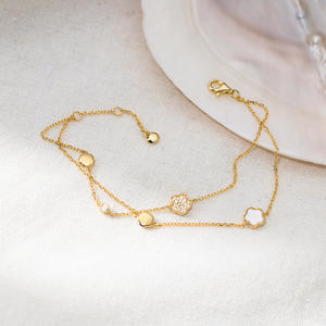 2025 Bijoux de Mode Bracelet Fleur Trèfle en Argent 925 pour Femme Plaqué Or 18K Ornement de <span class=keywords><strong>Main</strong></span> en Argent Sterling Chaîne - Product Image 5