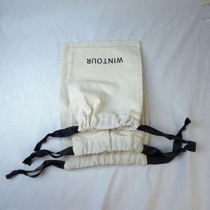 Reusable Eco-Friendly Organic Cotton Canvas <b>Drawstring</b> Bag Dust <b>Pouch</b> with Custom Screen Printed Logo for Gift Packaging - Product Image 4