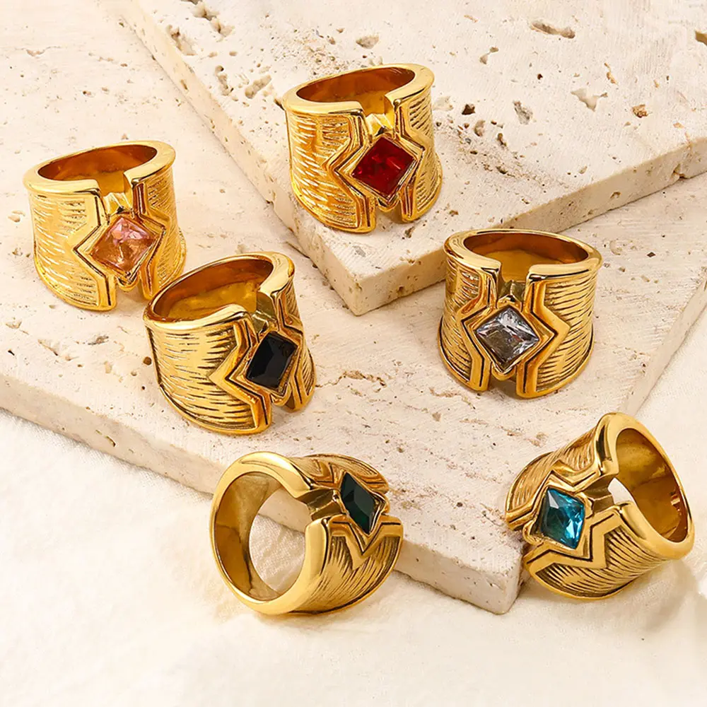 Новый средневековый стиль Алмазный Набор цвет бриллиант титановая нержавеющая сталь 18k Позолоченные ювелирные изделия модный дизайн ретро кольцо r-szs149
