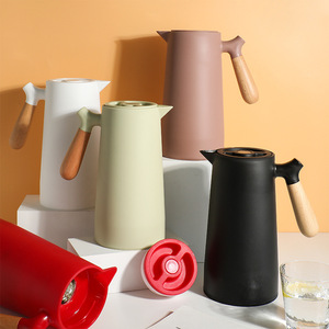 1.0l 1.8l Double Paroi Fiole À Vide Intérieur Verre En Acier Inoxydable 316 Extérieur Avec Manche En Bois Style Nordique Kepp Warm 24hrs - Product Image 2