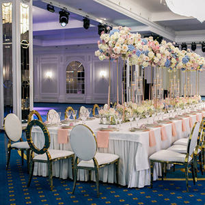 Wholesale Luxury Furniture <b>Gold</b> Stainless Steel Stacking Leather Event Banquet Wedding Tables <b>Chair</b> for Hotel - Product Image 5