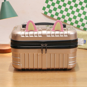 Mini <b>Suitcase</b> Plastic Luggage Travel Cosmetic Bag Cosmetic case Portable Handbag - Product Image 1