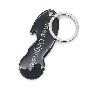 Special Custom Logo Silk Screen Printing Pink <b>Plastic</b> Shopping <b>Trolley</b> Coin PS Keyring - Product Image 2