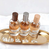 Vente flash - Flacon de parfum en verre transparent rond vide de 50 ml et 30 ml avec couvercle et boîte cadeau, forme cylindrique, vaporisateur à pompe pour cosmétiques