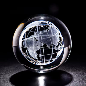 HBL Laser Engraved Earth Miniature <strong>Moon</strong> Crystal 3d Ball Glass <strong>Globe</strong> Sphere Glass Paperweight Craft Ornament - Product Image 3