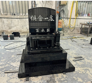 מצבת גרניט שחורה בסגנון יפני מודרני לבית קברות, אנדרטה זיכרון - Product Image 2