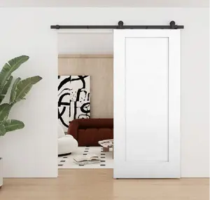 室内家居1面板底漆模制谷仓门白色木质门板，带硬件套件