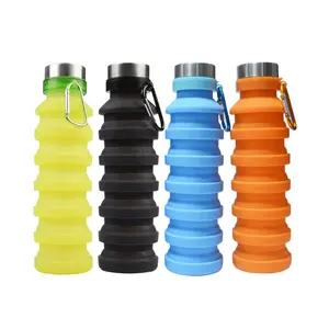 100% BPA Free Eco-Friendly 550ml PVC Folding Silicone Bottle Collapsible Water Bottle With Custom Logo