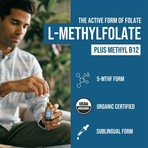 Gouttes de L-Méthylfolate 15 mg Plus <span class=keywords><strong>B12</strong></span>, compléments de Méthylfolate pour le soutien immunitaire et la gestion de l'énergie, liquide oral, OEM/ODM - Product Image 2