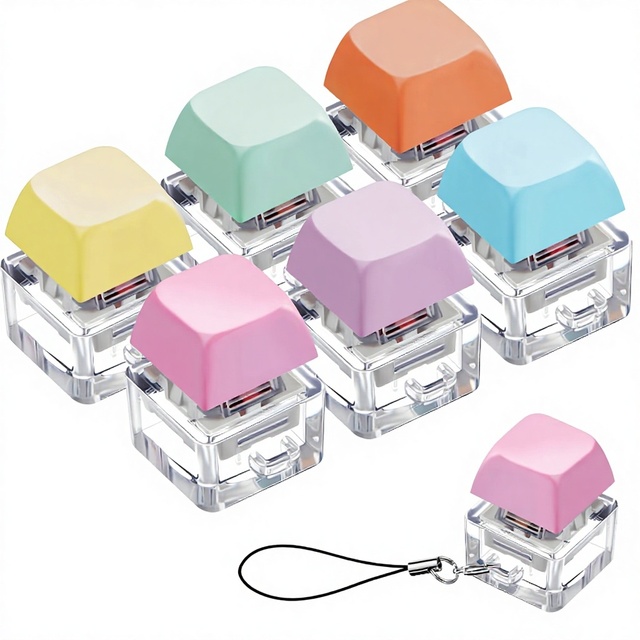 Wholesale Custom Design Logo Mechanical Keyboard Keychain Keycap Relieve Stress Switches Key Chain Decompression Keychain