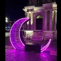 Décorations de centre commercial pour le Ramadan, grandes lumières LED en forme de croissant de lune