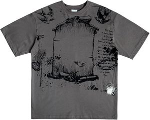 Haut surdimensionné d'été pour hommes 100% coton Hip Hop rappeur T-Shirt à manches courtes lettre complète impression col rond haut coton - Product Image 1