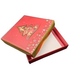 Boîte cadeau de Noël haut de gamme en matériaux recyclés écologiques avec couvercle gaufré doré pour bonbons, friandises et chocolats - Product Image 1