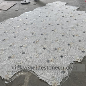 壁と床の装飾用のカスタム扇形花柄ガラスカットモザイク壁画 - Product Image 6