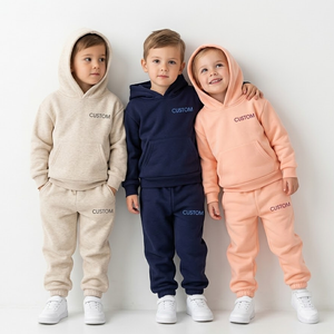 Conjunto de Ropa Deportiva para Niños, Algodón Grueso, Personalizable con Logotipo, Sudadera con Capucha y Pantalones Deportivos para Niños y Niñas - Product Image 1
