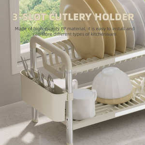 WIREKING Escurridor de Platos de 2 <span class=keywords><strong>Niveles</strong></span> para Hogar y Cocina, Organizador de Cocina, Escurridor de Platos de Aluminio - Product Image 5