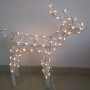 Garden Decoration Light Vintage Led Wreath Large Outdoor Waterproof Christmas 3D Feeding Reindeer Motif Lights For Street Garden Park Mall Decoration