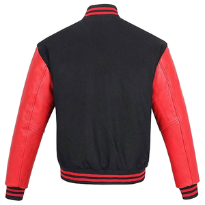 High Quality Eco-Friendly Canvas Stand Collar Wool & <b>Leather</b> Sleeves <b>Winter</b> Men's Varsity <b>Jacket</b>-Stylish & Waterproof - Product Image 2