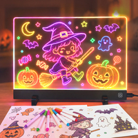 Pizarra de Dibujo LED Acrílica Cuadrada, Regulable, con Control Táctil, Colores RGB, Alto CRI 90, Tamaño Grande, Pizarra de Borrado en Seco para Dormitorio Infantil