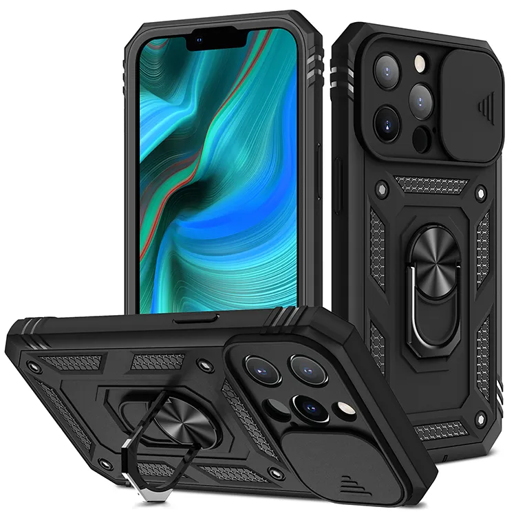 Armor lens slide cover phone case for iphone13 pro max,back cover case for Redmi NOTE 10 pro 9c mi 11T PRO