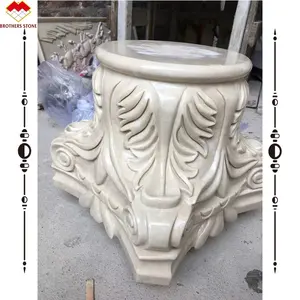 Customized Stone Column Head For Garden Factory Price Roman Pillars Hand Carved Beige Marble Column Capital