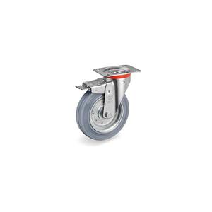 TELLURE ROTA - 235224 Non-marking rubber <b>wheels</b>, pressed steel discs, swivel top plate bracket type NL <b>with</b> front <b>lock</b> - <b>wheel</b> w - Product Image 1