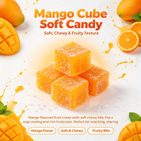 Bonbons gélifiés moelleux et sucrés au goût mangue tropicale, sachet de 1 kg en vrac pour les fêtes d'enfants et les friandises quotidiennes