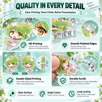 Porte-clés personnalisé en acrylique transparent, double face, avec impression de personnage d'anime ou de dessin animé, vente en gros, fournisseur OEM en vrac