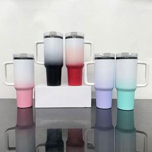 แก้วน้ำเก็บความเย็นขนาด 40 ออนซ์ รุ่น H2.0 สีขาวไล่เฉดแบบออมเบรเคลือบสีฝุ่น ด้านล่างเคลือบสีดำ สำหรับสลักเลเซอร์ รุ่นปี 2025 จากคลังสินค้าใหม่ในสหรัฐอเมริกา - Product Image 2
