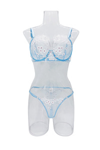 New French Sweet Print Embroidery Mesh <b>Perspective</b> Comfortable Gathering Sexy Lingerie Suit - Product Image 5