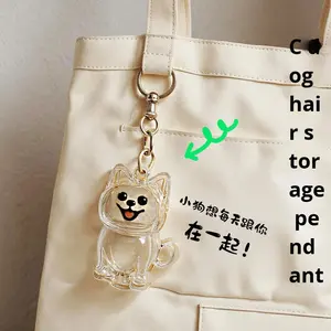 Mignon Animal boule de poils Capsule pendentif Transparent chien chat cheveux boîte de rangement anti-poussière cadeau commémoratif pour les fêtes - Product Image 4