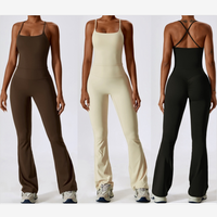 Ensemble de sport pour femme : débardeur de yoga à col carré effet seconde peau et leggings évasés pour le fitness