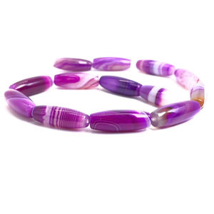 Jewelry Mala Focal <strong>Beads</strong> Natural Brown Red Purple <strong>Black</strong> Banded Striped Agate Barrel Oval Rice Barrel Drum <strong>Beads</strong> 10x30mm - Product Image 6