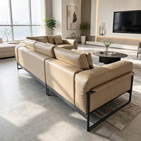Canapé en cuir véritable de style italien de luxe, canapé droit personnalisable, meubles de salon pour la maison, l'hôtel, canapé de détente