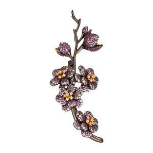 Flower Shape Plum Blossom Brooch Zinc Alloy Micro Insert Women's Gift Accessory - Product Image 5