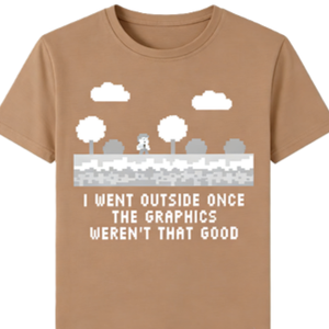 Maglietta grafica da uomo con stampa Retro Pixel Game I Went Outside Once Funny Joke, camicia a maniche corte in cotone - Product Image 3