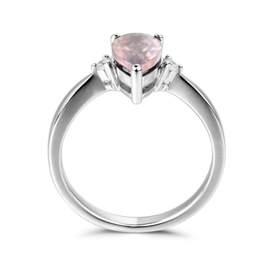 Anillo de Plata de Ley 925 con Circonita Cúbica y Cuarzo Natural, Anillo de Compromiso de Cuarzo Rosa en Oro Rosa - Product Image 3