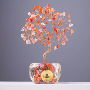 Citrine naturelle et améthyste ornements d'<span class=keywords><strong>arbre</strong></span> de fortune en cristal sculpté artisanat décoration de bureau pour bureau ou cadeaux à la maison - Product Image 6