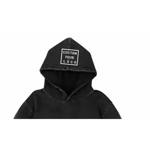 Sudaderas con capucha rotas vintage con estampado de pantalla de logotipo personalizado, sudadera recortada suelta lavada con ácido desgastado, ropa de calle para hombre, sudaderas con dobladillo crudo en blanco - Product Image 4