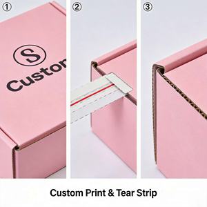 Custom Luxury Tear Strip Shipping Boxes Pink Corrugated Postal <b>Box</b> With Self Adhesive Tape For Custom Packaging - Product Image 4