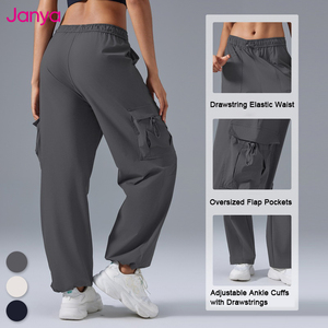 Janya Pantalon <span class=keywords><strong>de</strong></span> jogging cargo pour <span class=keywords><strong>femme</strong></span> avec cordon <span class=keywords><strong>de</strong></span> serrage taille élastique poches multiples Gym Workout Running Hiking Lounge Pantalon décontracté - Product Image 1
