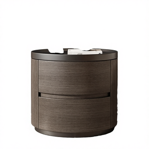 Table de chevet moderne minimaliste de luxe en bois massif à 2 tiroirs, idéale pour appartement et chambre à coucher – Meuble de maison très prisé - Product Image 4