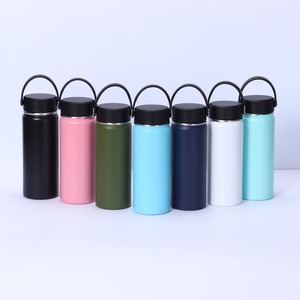 18oz 32oz 40oz Wide Mouth Stainless Steel Water <b>Bottle</b> Double Wall Vacuum Insulated Sport <b>Flask</b> with Carry Handle Lid for Travel - Product Image 1