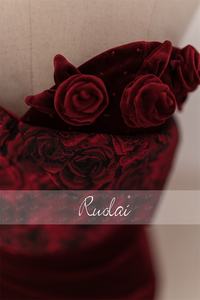 RuolaiLDR6577セクシーなウエディングストラップレス3Dフラワーシースパーティーガウン取り外し可能なボウロングイブニングドレス女性用 - Product Image 3